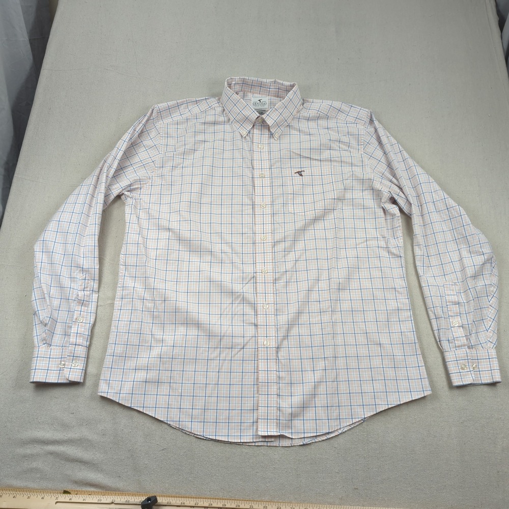 Genteal Shirt Mens 2XL White Pink Plaid Check Preppy Office Casual
